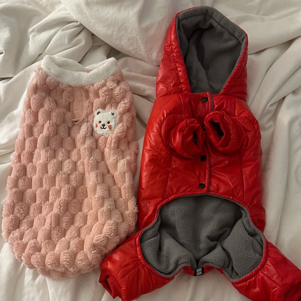 Cozy Pink and Red Pet Jackets